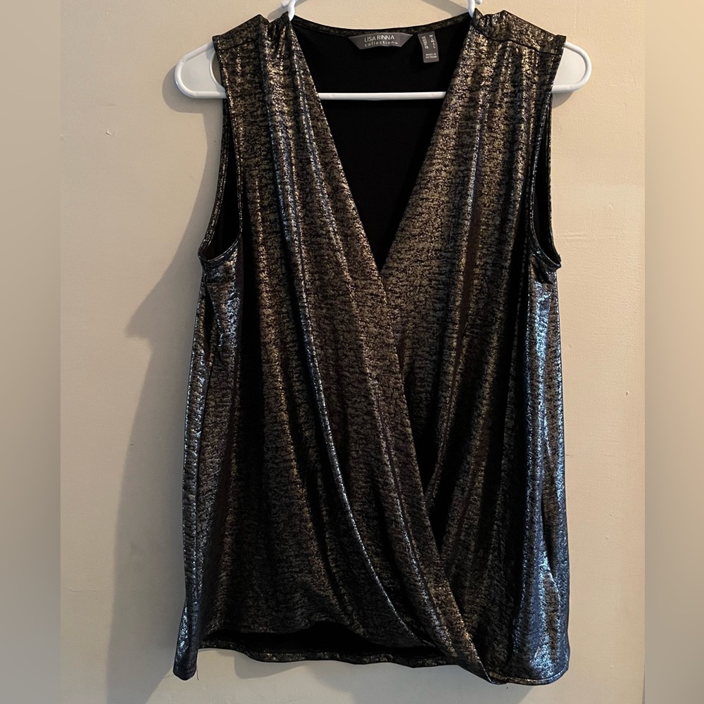 Lisa Rinna sleeveless v-neck shimmer top